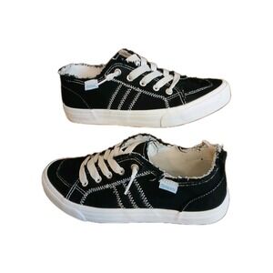 Women's Obtaom Brand Size 8 Black‎ & White Slip-on Low Top Casual Sneakers #1076